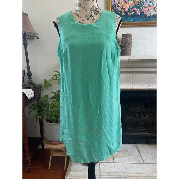 Amanda Uprichard Women's Tunic Top Size L Green Mint 100%Silk‎ Tank Shift - Picture 1 of 8
